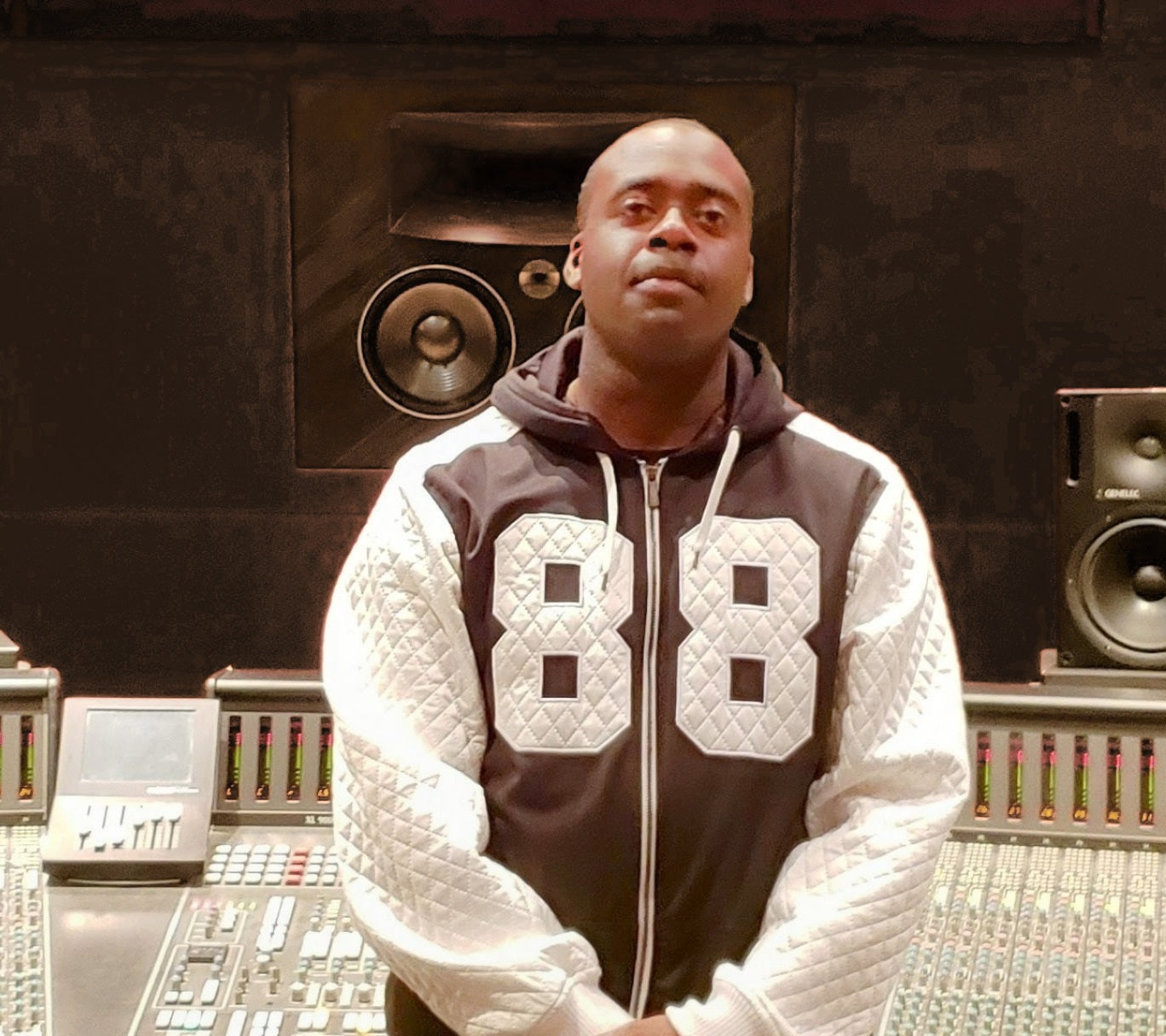 Sound Oracle working at a studio mixing console